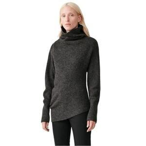 COS Draped Neck Wool Alpaca Asymmetrical Pull Over Sweater Grey